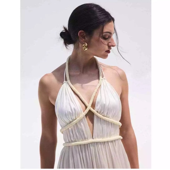 Cult Gaia Silk Salee open-back gown white US 10 - Picture 8 of 16